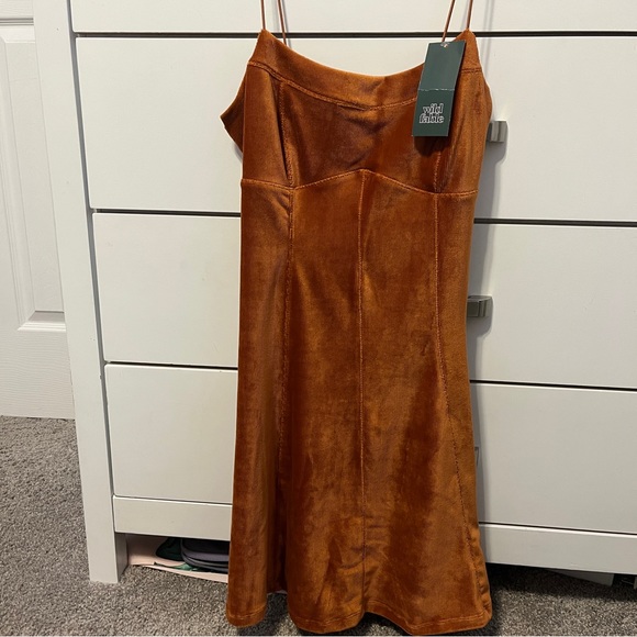 Wild Fable Orange Velvet Mini Dress NWT - Picture 2 of 5